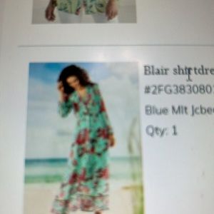 Soft Surrounding Blair shirt dress and slip, size large, blue mountain color